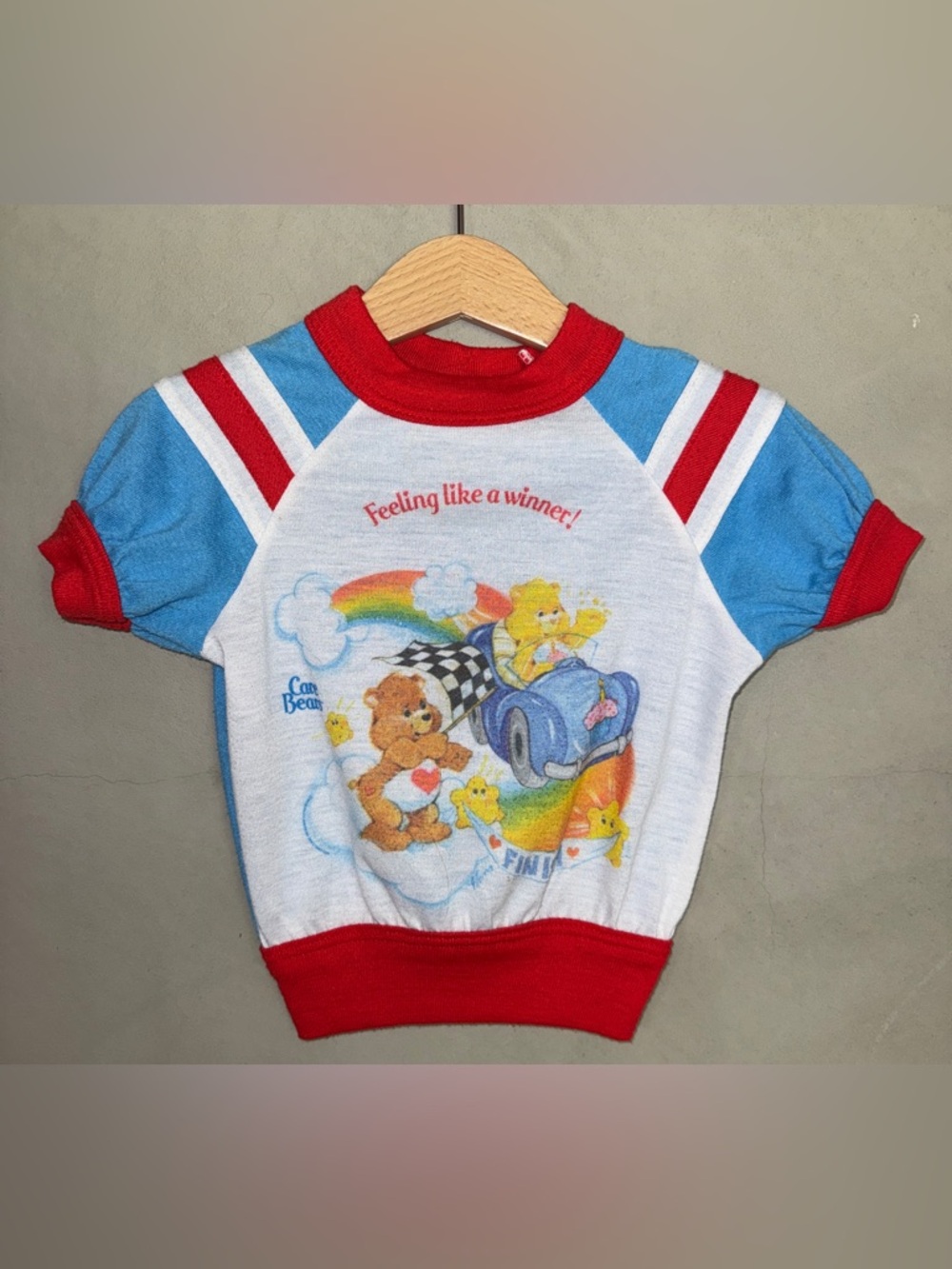 Vintage 1980’s Care Bears short sleeve retro top winner racecar 2T